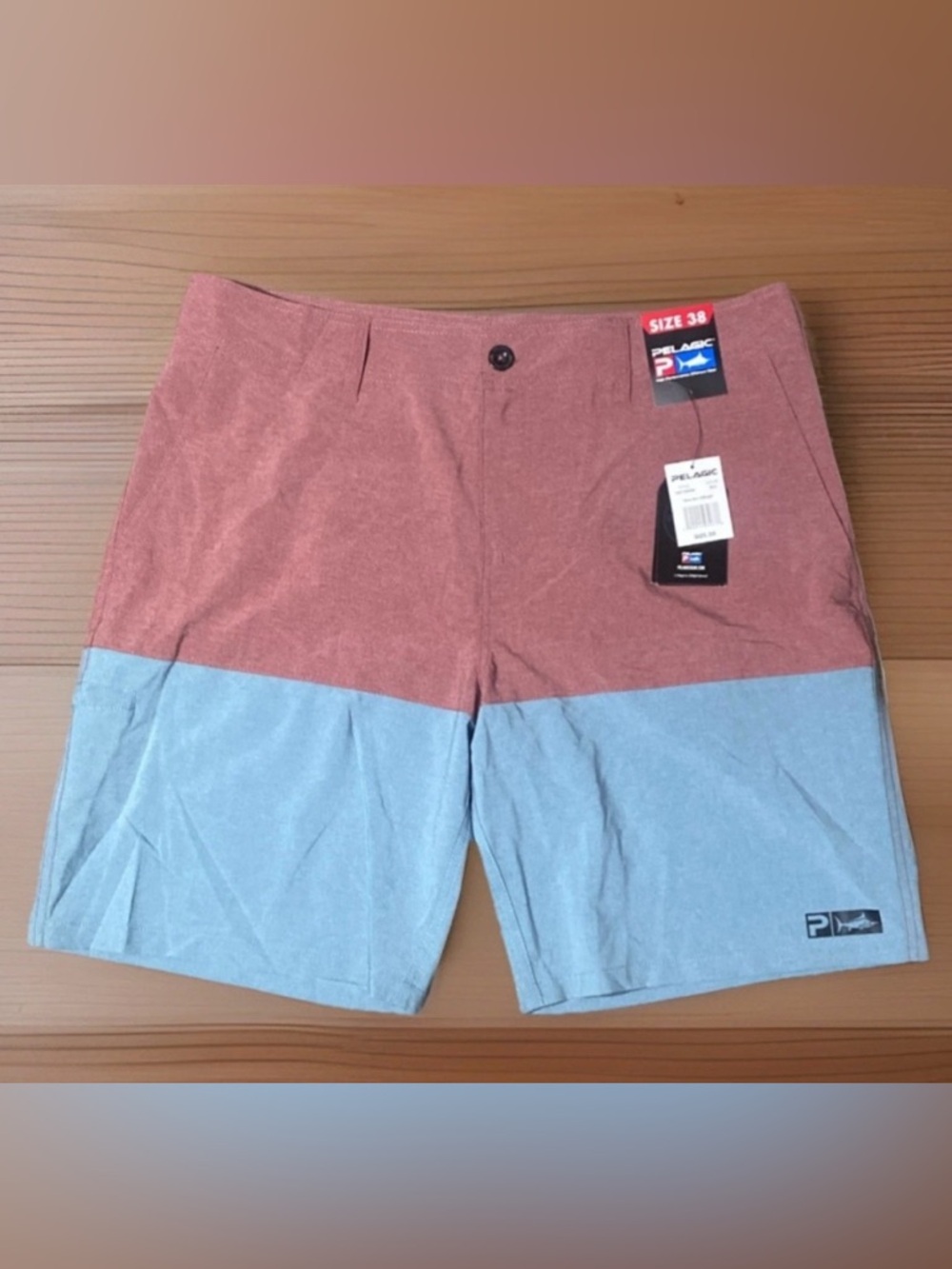 Pelagic Shorts Mens 38 Blue Colorblock Deep Sea US Angler Hybrid Boardshorts